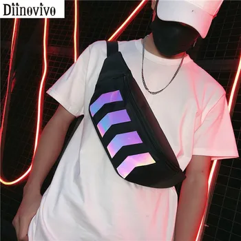 

DIINOVIVO Reflective Stripe Chest Bag Women Waist Bag Waterproof Fanny Pack Female Banana Bag Casual Shoulder Bag Women WHDV1188