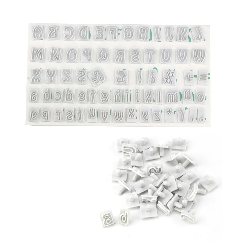 

64PCS/SET DIY Characters Upper Lower Case Cookie Cutter Plastic Alphabet Letters Fondant Cutter Baking Mold Cake Decorating Tool