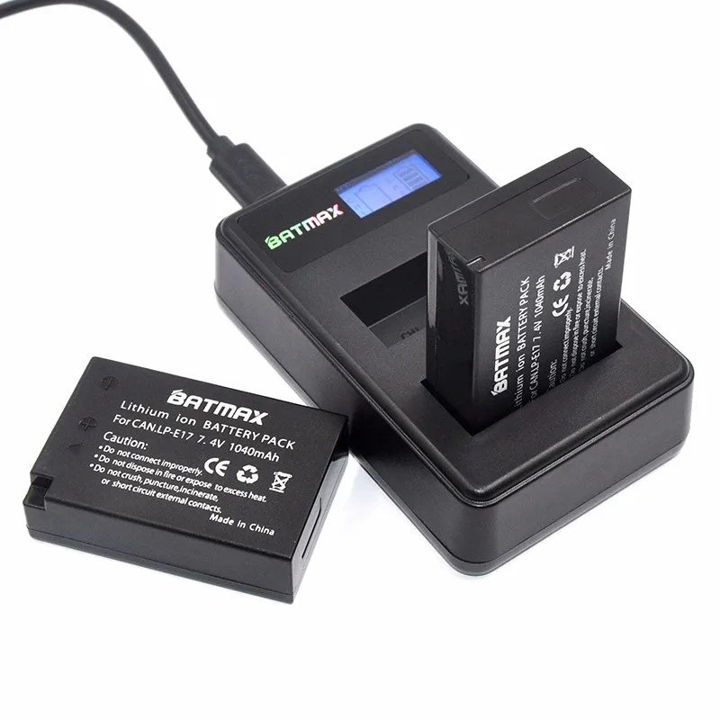 4 шт. аккумуляторы Batmax 1040 мАч с двумя USB портами для Canon EOS T6i 750D T6s 760D 800D M3 M5 8000D