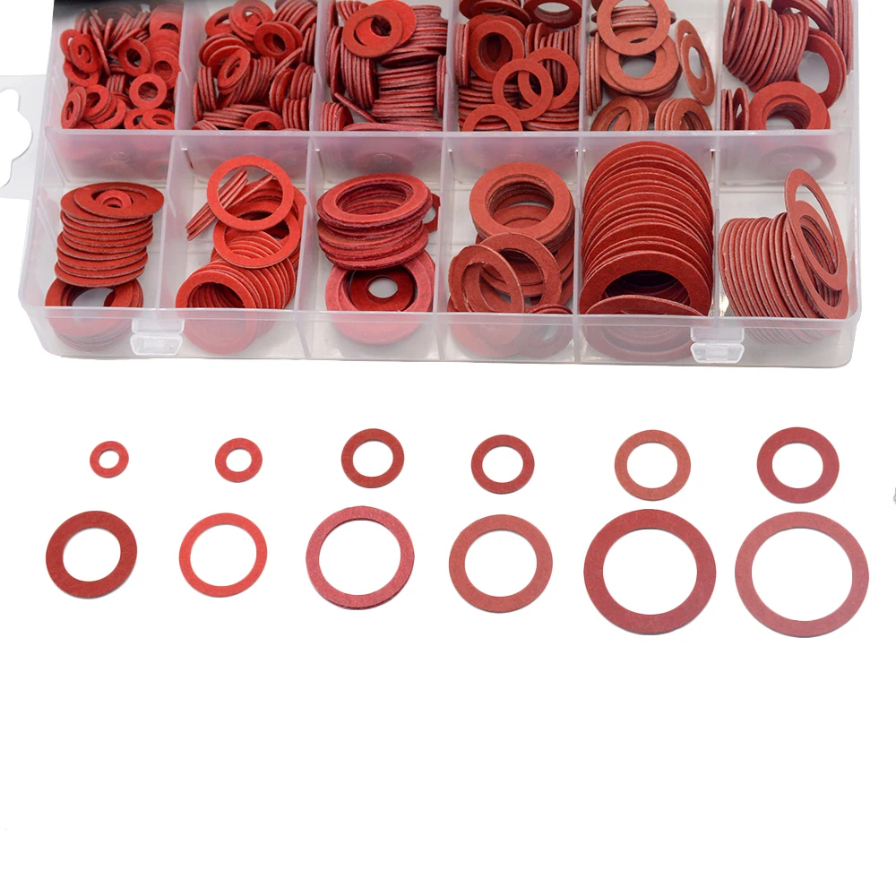 

One Set 150 Pcs/600 Pcs Insulating Washer Gasket Red Steel Paper Set Boxed Red Paper Flat Pad