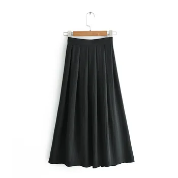 

2019 Summer New Arrival Vintage Skirts Women Elegant High Waist Elastic Midi Pleated Skirt Female Chic Large Swing White Saias