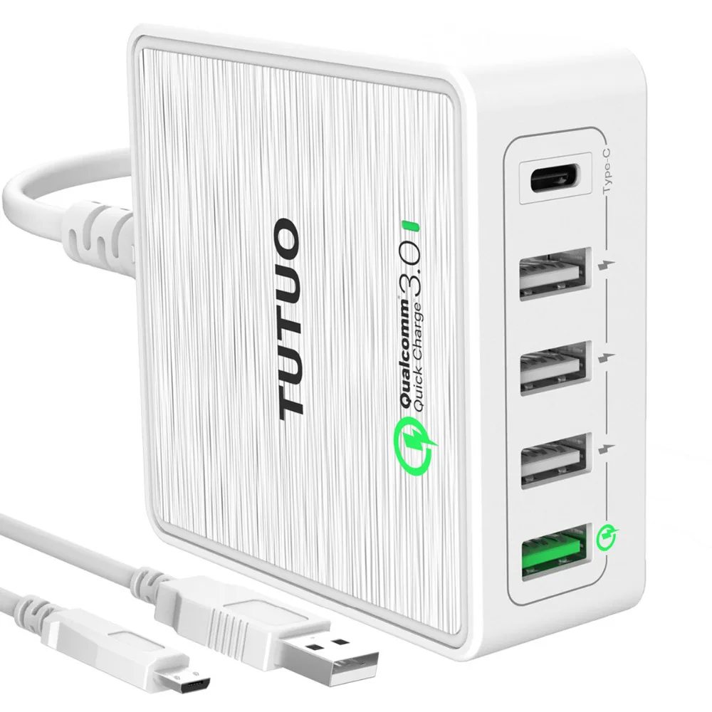 TUTUO QC-025PT [Qualcomm Быстрая Зарядка 3.0] зарядное Устройство USB + Типа С 40 Вт Мобильный