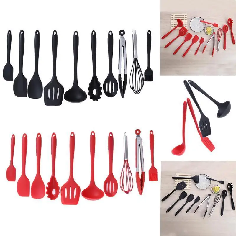 Silicone Cookware Set Cooking 10pcs Kitchen Non Stick Utensils Heat Resistant Kitchen Cooking Utensils Baking Cooking Tool Sets