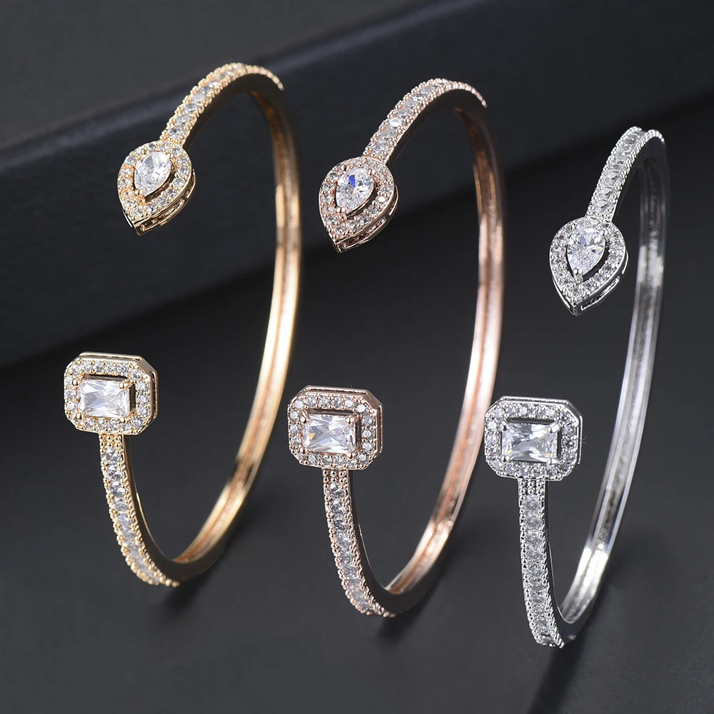 

missvikki Elegant Trendy Style Bangles Prong Setting Crystal Top Quality Exquisite For Women Wedding Anniversary Daily Jewelry