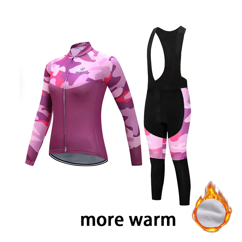 

2018Newest Winter Long Sleeve Woman UV Protect Cycling Jersey Suit Mountain Bike Quick Dry Breathable Riding Jersey Clothing Set