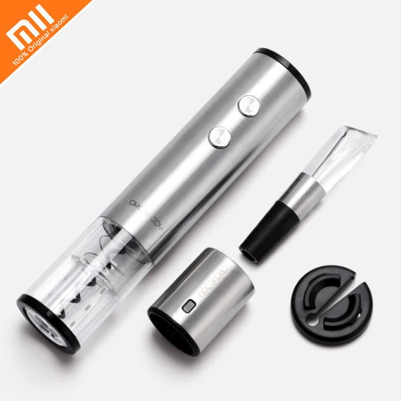 

new Xiaomi Mijia Circle Joy Electric Bottle Opener Stainless Steel Electric Corkscrew Foil Cutter Base Cork 4 In 1 Gift Box HOT