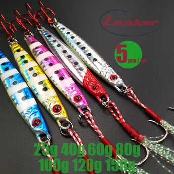 

Lunker metal shore jig 25g 40g 60g 80g 100g 120g 150g micro long cast mackerel glow double hook pitch vertical saltwater