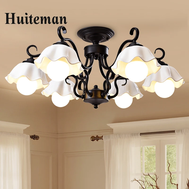 

Modern E27 Lamp holder LED ceiling Chandelier Lights Fixture Nordic For Study Hotel Room Chandeliers Black iron Indoor Lighting