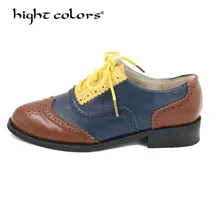 Высококачественные Брендовые женские туфли из натуральной кожи; большие размеры 34-43; дизайнерские винтажные туфли на плоской подошве; женские броги ручной работы с круглым носком; HC-755