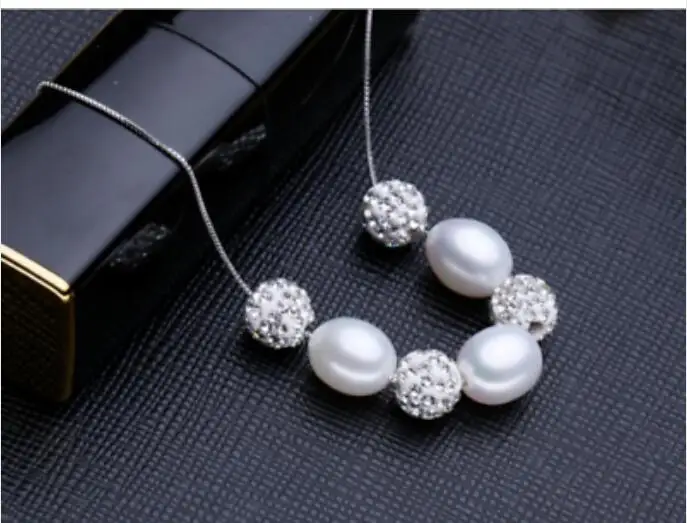

9-10mm Natural Freshwater Pearl Silver Necklace Pendant crystal necklaces pendants