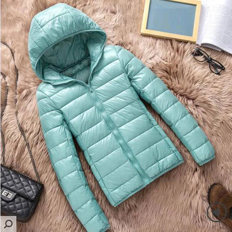 

Down Jacket Women Brand Winter Warm Jackets Women Light White Duck Down Jacket 4XL Ultralight Hooded Coats RE2000