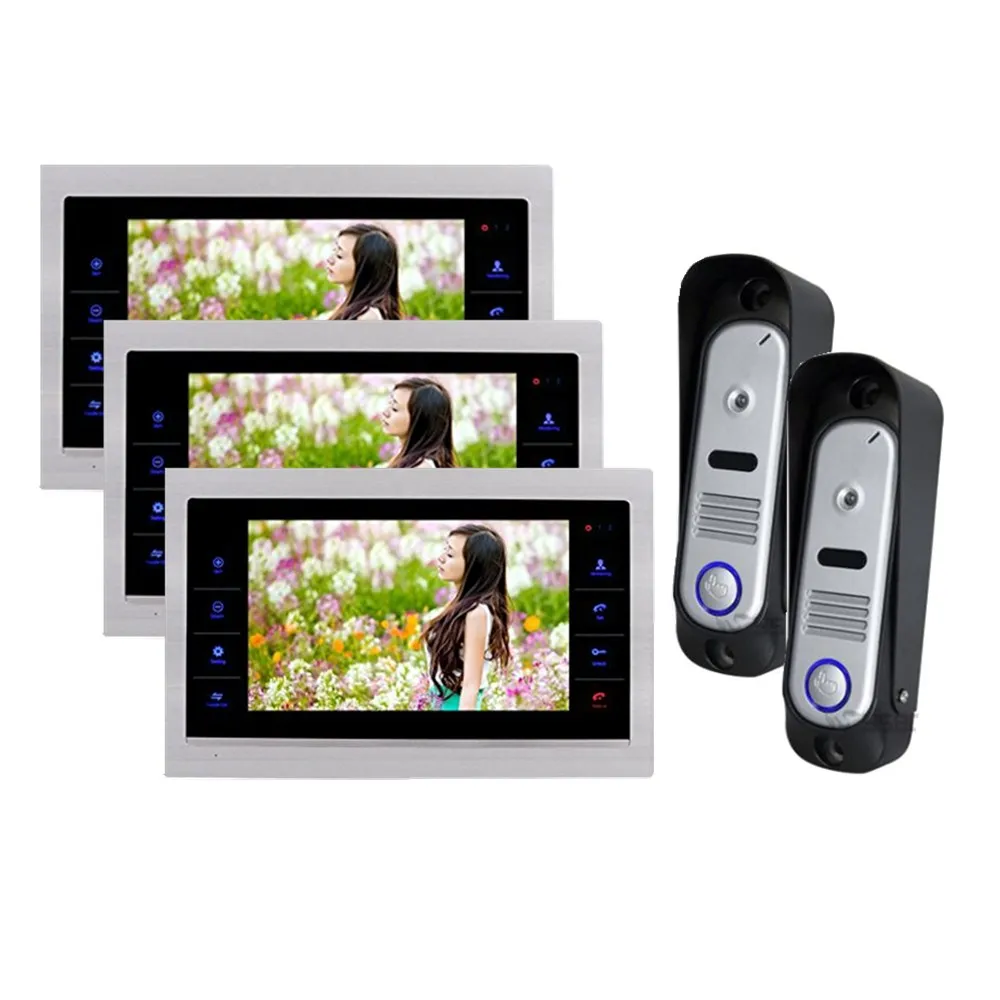 

Homefong 10 Inch 2 Video Door Phone Doorbell 3 LCD Monitor IR Camera Night View SD card (Not Included) 2V2