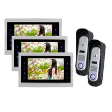 Homefong 10 Inch 2 Video Door Phone Doorbell 3 LCD Monitor IR Camera Night View SD card (Not Included) 2V2