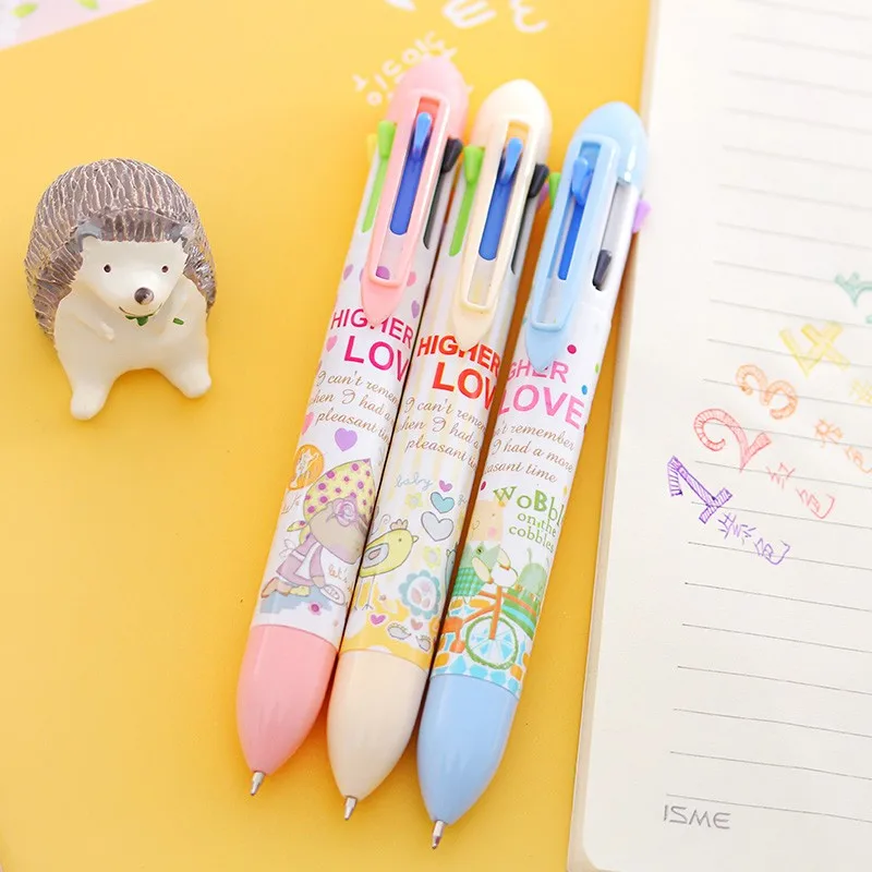 1 шт 7 цветов Радужная шариковая ручка Корея креативные канцелярские принадлежности мультфильм милый прессованный цвет ручка многоцветные заправки 0,5 мм шариковая ручка