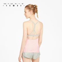 

Particle Fever Pink Sleeveless Running Lace Knitting T Shirt Elastic Quick Dry Training Vest Slim Feminina Open Back Yoga Tops