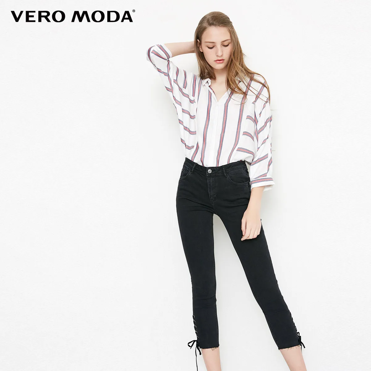 Vero Moda женские облегающие джинсы капри с эффектом потертости на шнуровке | 31836I503