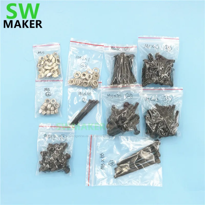 OX CNC milling router machine DIY accessory parts Mechanical fasten screw washer nut full Kit M5 Tee nut/nylon lock set | Инструменты