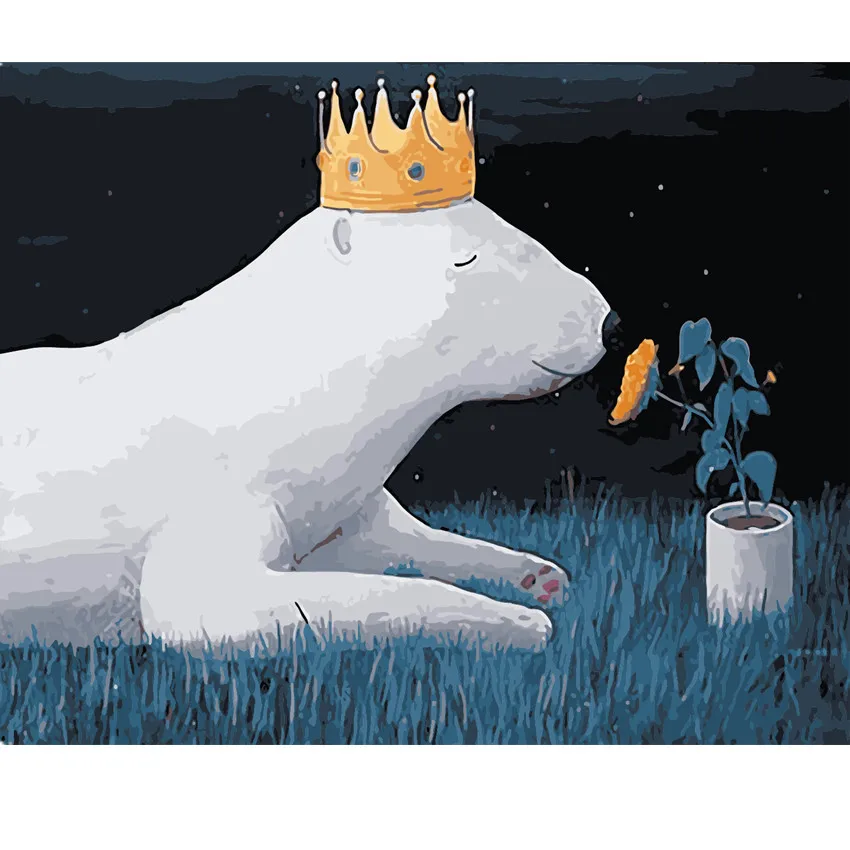 

RIHE Painting By Numbers For Kids Bear Animal Oil Painting On Canvas Acrylic Paint Home Decor Wall Art For Living Room 40x50cm