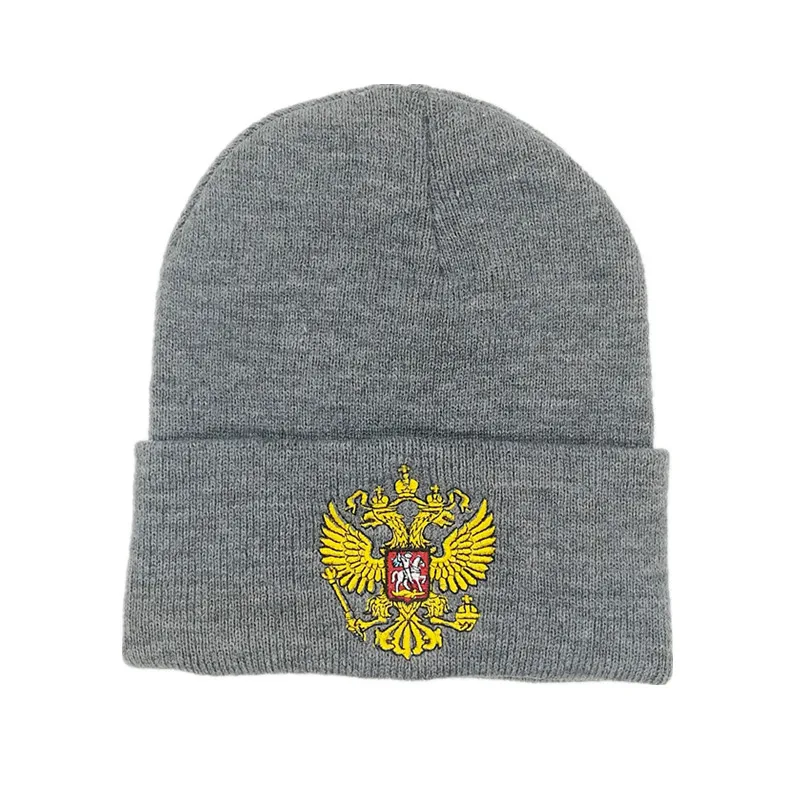 

Winter Hat Brand Russian National Emblem Knitted Beanie Hats For Men Women Skullies Embroidery Acrylic Beanies Boo Cap