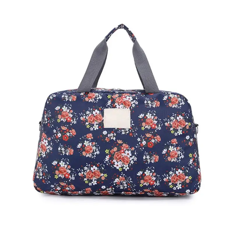 Женская Мужская сумка для хранения дорожные сумки портативный Багаж цветочный принт Сумка Водонепроницаемые вещевые мешки - Цвет: Синий