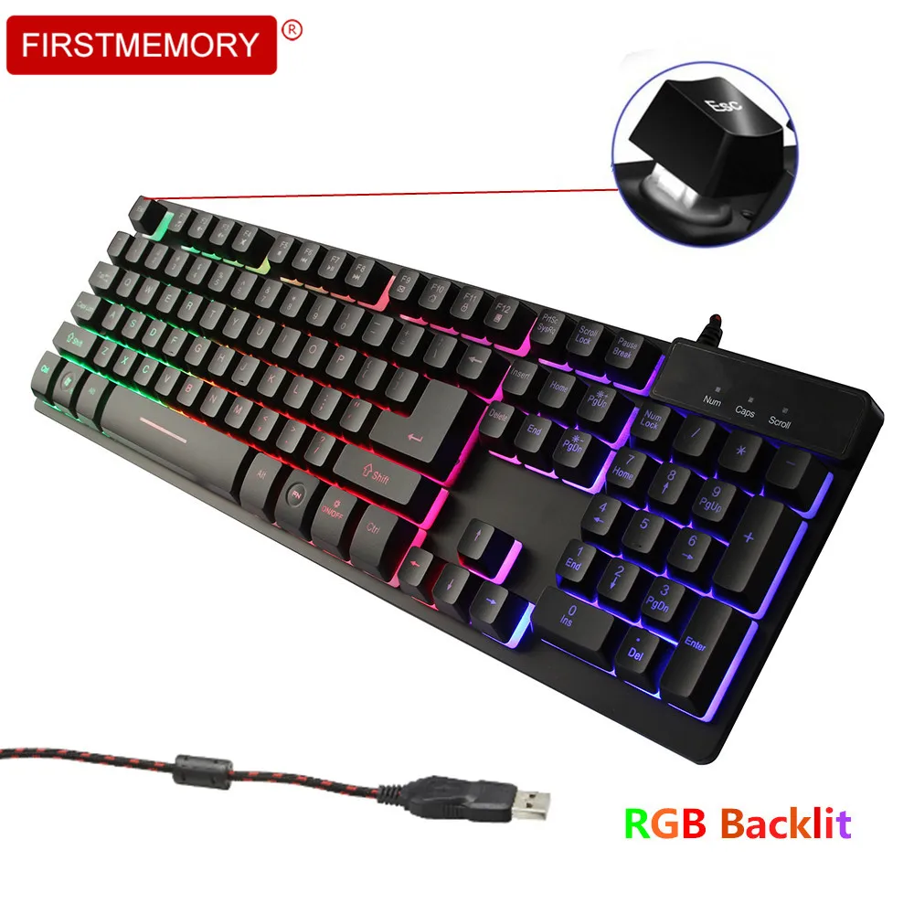 Gaming Keyboard Wired Mechanical 104 Keys Keyboards Games RGB Backlit