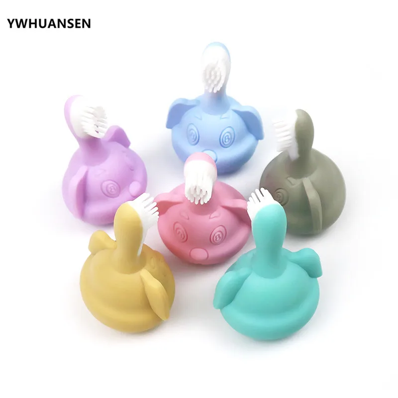 YWHUANSEN Lovely Dog Shape Baby's Toothbrush Food Grade Silicone Children's Deciduous Brushes Useful Soft Teethers Kids Toys New