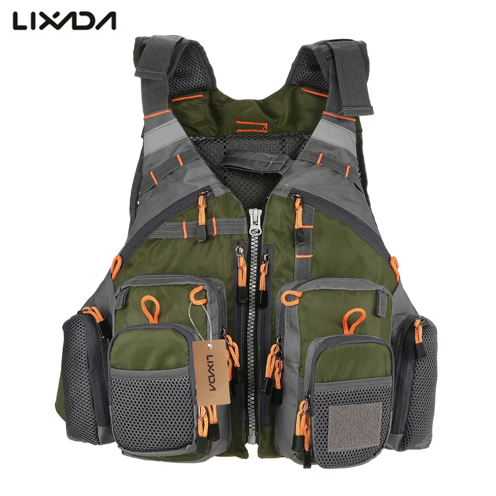 Lixada Fly Fishing Vest Backpack MultiPocket Safty Floatation Outdoor