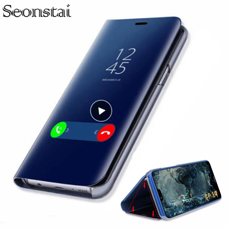 

Clear View Mirror Flip Case for Xiaomi Mi A2 8 Lite 5C Coque for Redmi Note 7 5 6A 6 Pro 4X Mi 8 9 A1 S2 PocophoneF1 Stand Cover