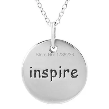 

Alloy Lots Sale Inspire Message Round Disc Charm Necklace