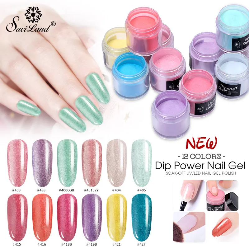 

Saviland Dip Powder 10g Gradient French Glitter Without Lamp Cure Base Top Activator Polish Liquid Set Manicure Decoration