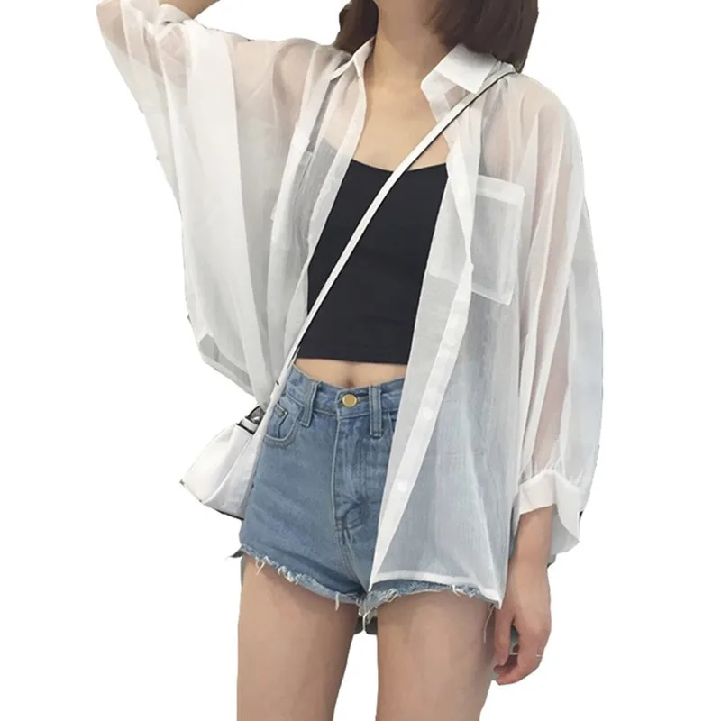 

Women's Turn-down Collar Shirt Fashion Batwing Sleeve Blouses Full Sleeve Pockets Tops Clothing