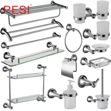 Bathroom Accessories Hardware Set Towel Rail Rack Bar Shelf Toilet Paper Tissue Holder Robe Coat Hook Toothbrush Holder,Chrome. bathroom hardware accessories chrome single towel bar rail toilet paper holder shower soap dish pump brush holder glass shelf