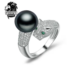 FENASY anillos de perlas de joyería de perlas Naturales Negro anillos de bodas de Perla, freshwater ajustable Anillos para Las Mujeres de Regalo, caja de joyería