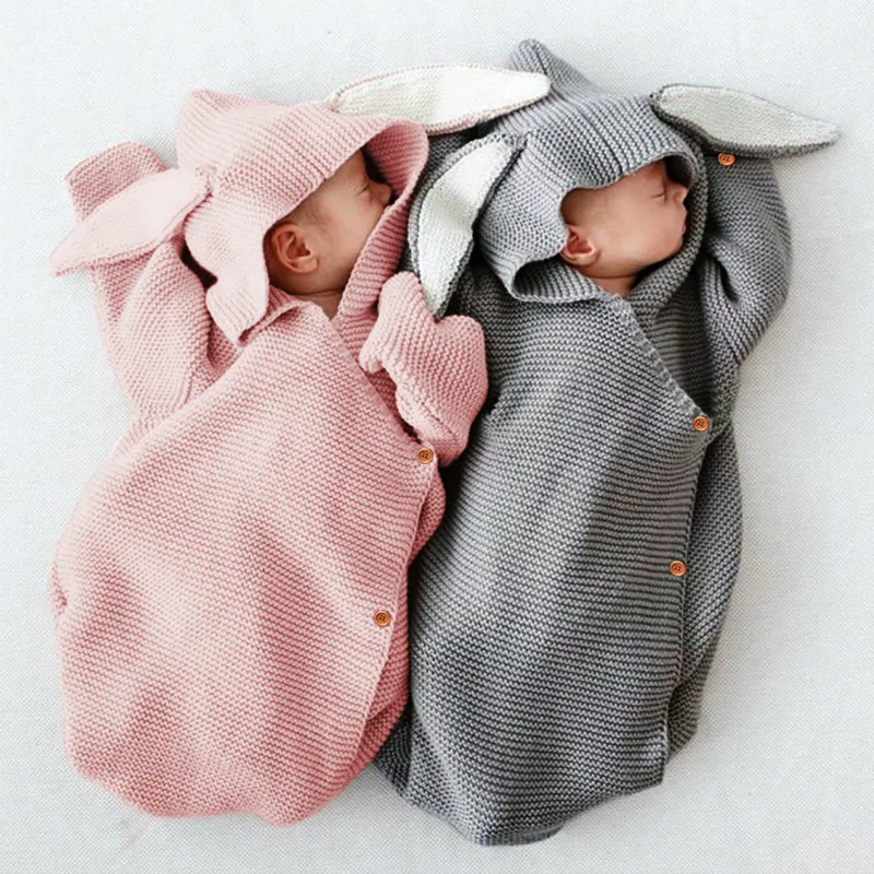 

Adorable Rabbit Baby Blankets Newborn Knitted Swaddle Wrap Soft Coperta Neonato Toddler Infant Bedding Stroller Sleeping Bag