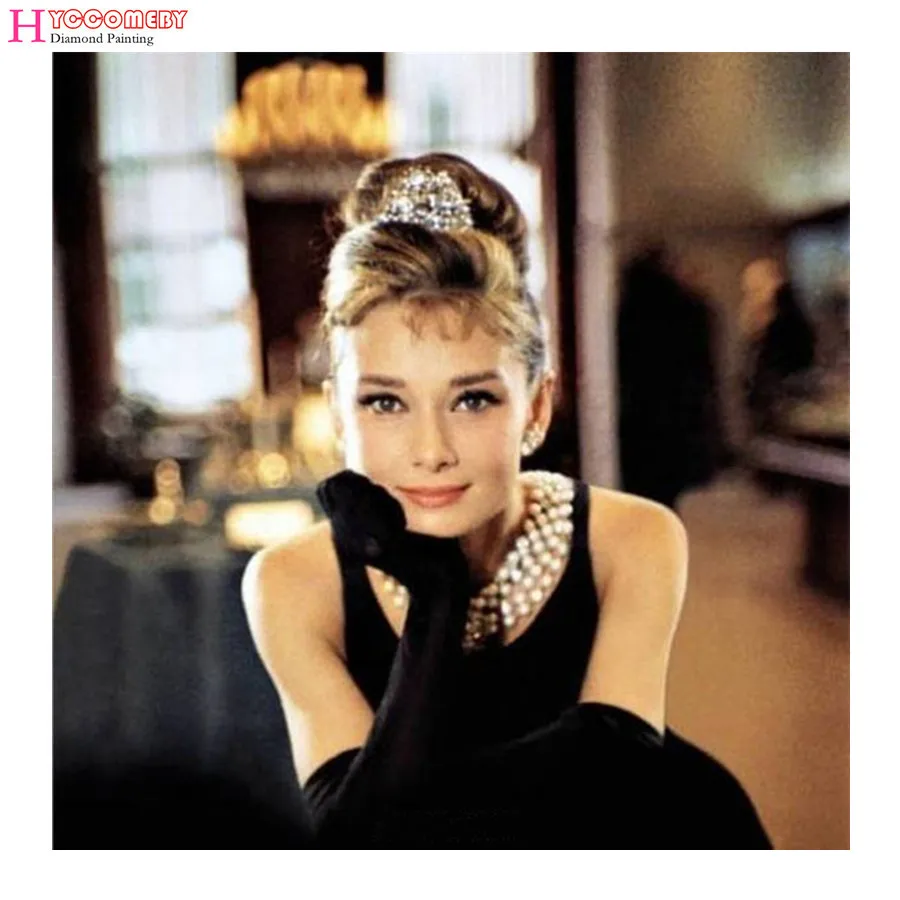 

5D Diamond Embroidery Belgium actress Audrey Hepburn Full Drill Cross Stitch Square Diamond Set Decorative Diy Diamond Painting