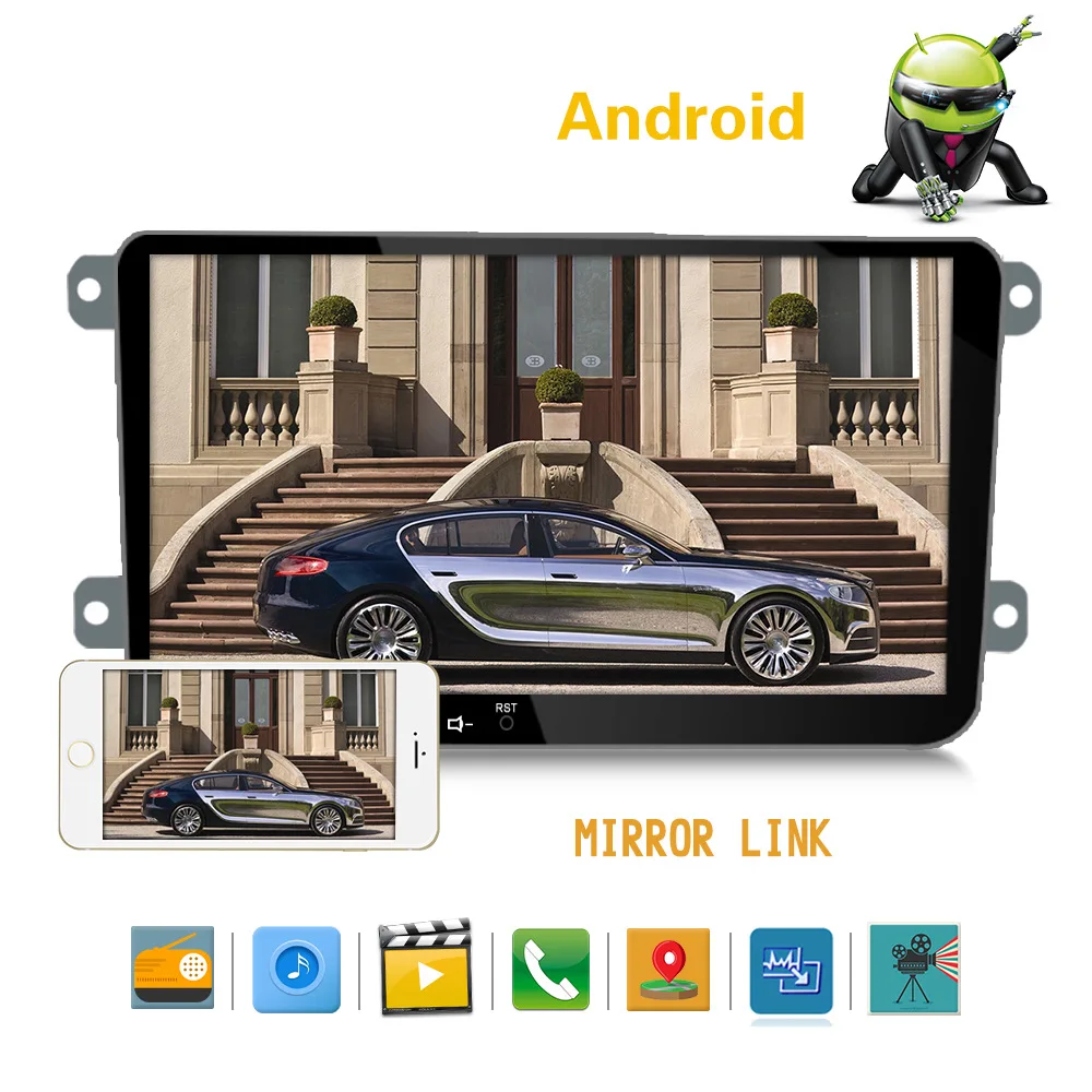 Cheap Android 8.1 Car Radio Stereo GPS Navigation MP5 Player 9 inch Touch Screen 16G Bluetooth For VW Polo Passat b6 touran jetta etc 5
