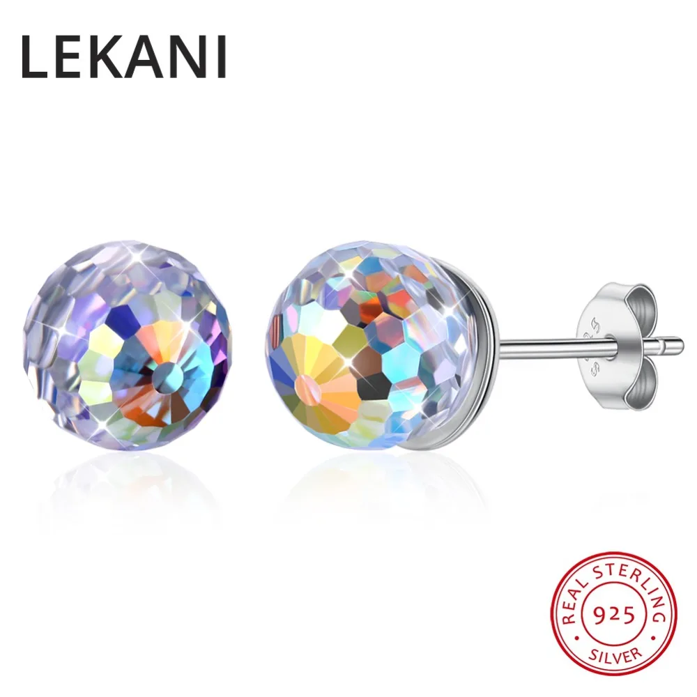 Женские серьги-гвоздики в форме шара LEKANI серьги из серебра 925 пробы с кристаллами