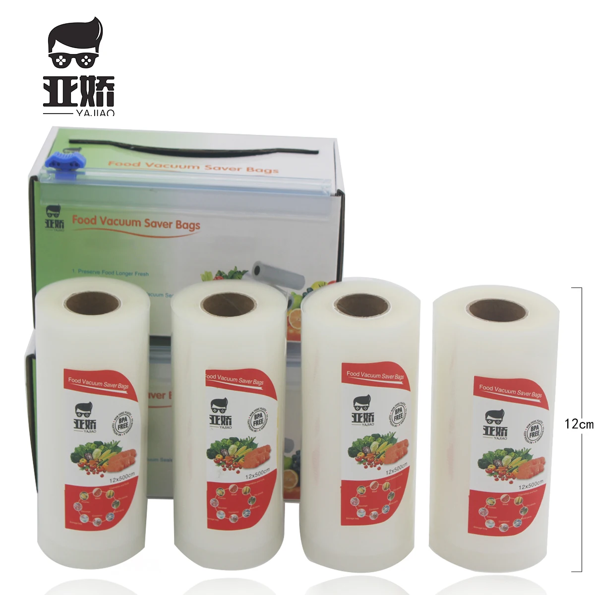 

YAJIAO 12*500cm Kitchen Food Vacuum Bag with Cutting Knife Box For Vacuum Sealer Food Fresh Long Keeping Storage Bag