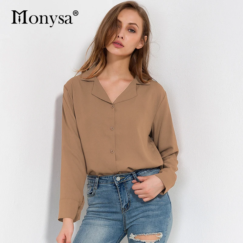 

Casual Chiffon Blouses Women 2018 Autumn New Arrival Long Sleeve Notched Collar Shirts Ladies Streetwear Blouse Fashion Clothing