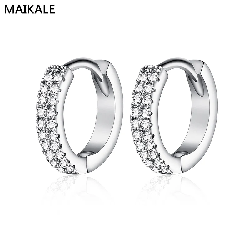 

MAIKALE New Round Hoop Earring Copper AAA Cubic Zirconia Silver Earrings For Women Gold Silver To Friend Gift brincos bijoux