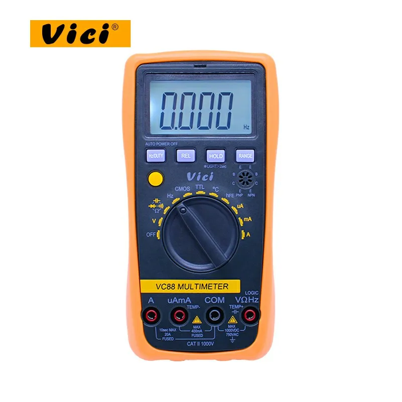 

VICI VC88 3 3/4 Digital Multimeter Auto Range DMM w/Temperature Capacitance Frequency hFE & CMOS & TTL Logic Tester