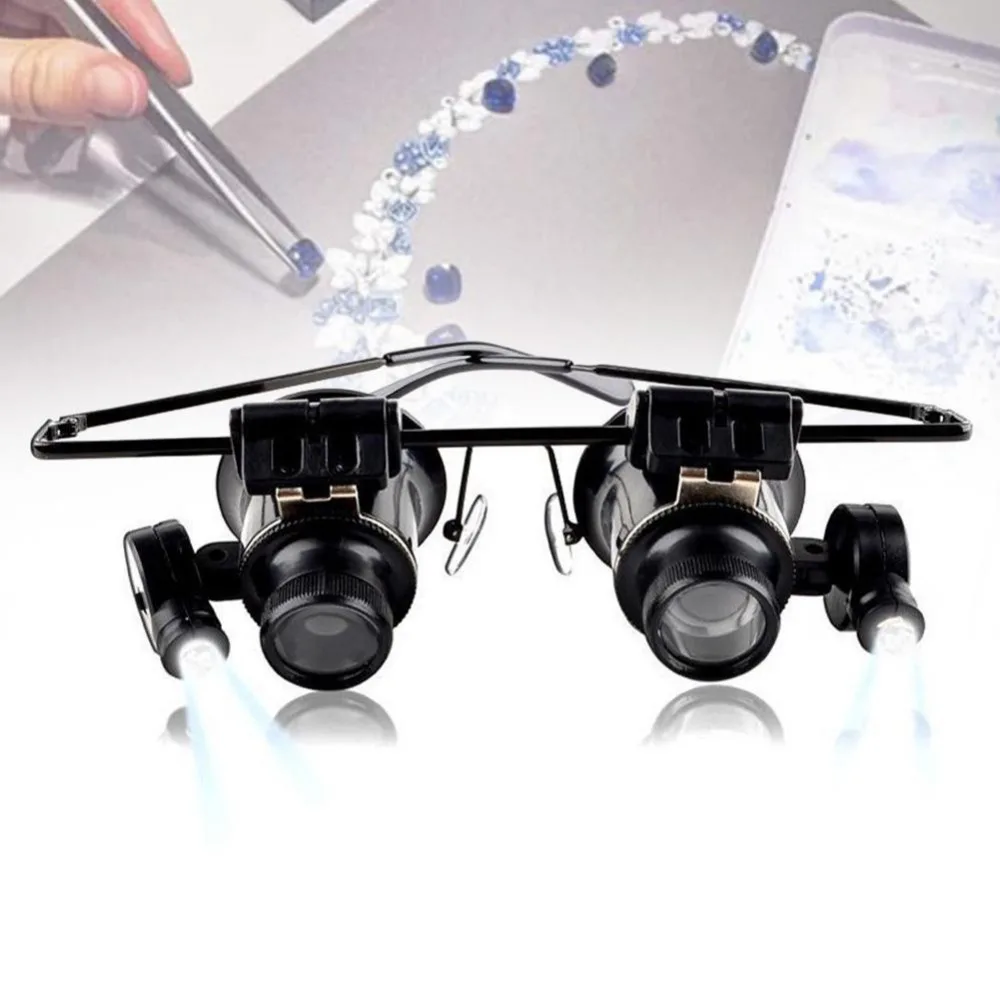 20x Magnifying Glass with Led Lights Watch Repair Magnifier Dual/Single