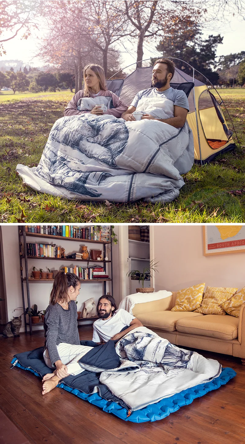 Naturehike двойной спальный мешок хлопок может отделить двух человек открытый кемпинг спальные мешки с подушкой NH19S016-D