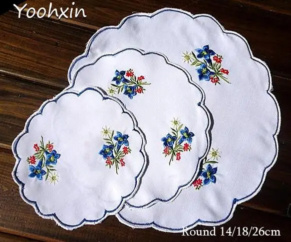 

Modern lace satin table place mat cloth embroidery pad cup mug drink coaster glass placemat coffee tea doily dining kitchen
