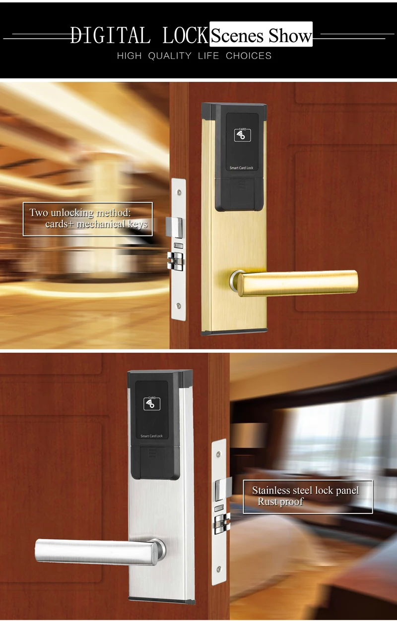 Security Digital Electronic Lock Keyless Smart RFID Door Lock Access Control Entrance With 2pcs Mechanical Key