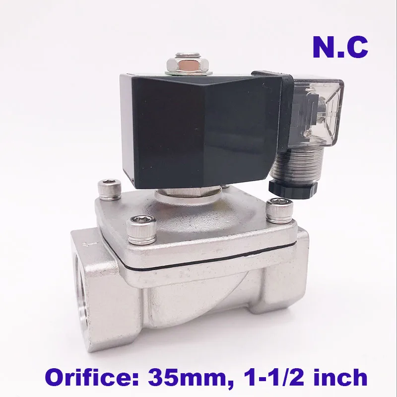 

GOGO 2 way SS304 large water solenoid valve normally close Port 1 1/2" 110V AC Orifice 40mm SPU-40 zero pressure start plug type