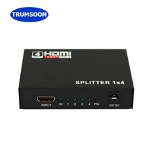 Trumsoon 1 In 4 Out HDMI Splitter 4 Ports 1080P 3D 1X4 HDMI Adapter Switch for PC HDTV Laptop Monitor