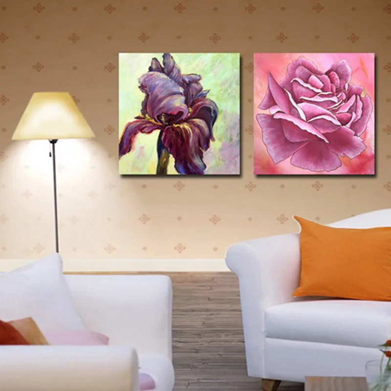 Unframed 2 Pcs Large HD Home decoration flowers Canvas Print Painting