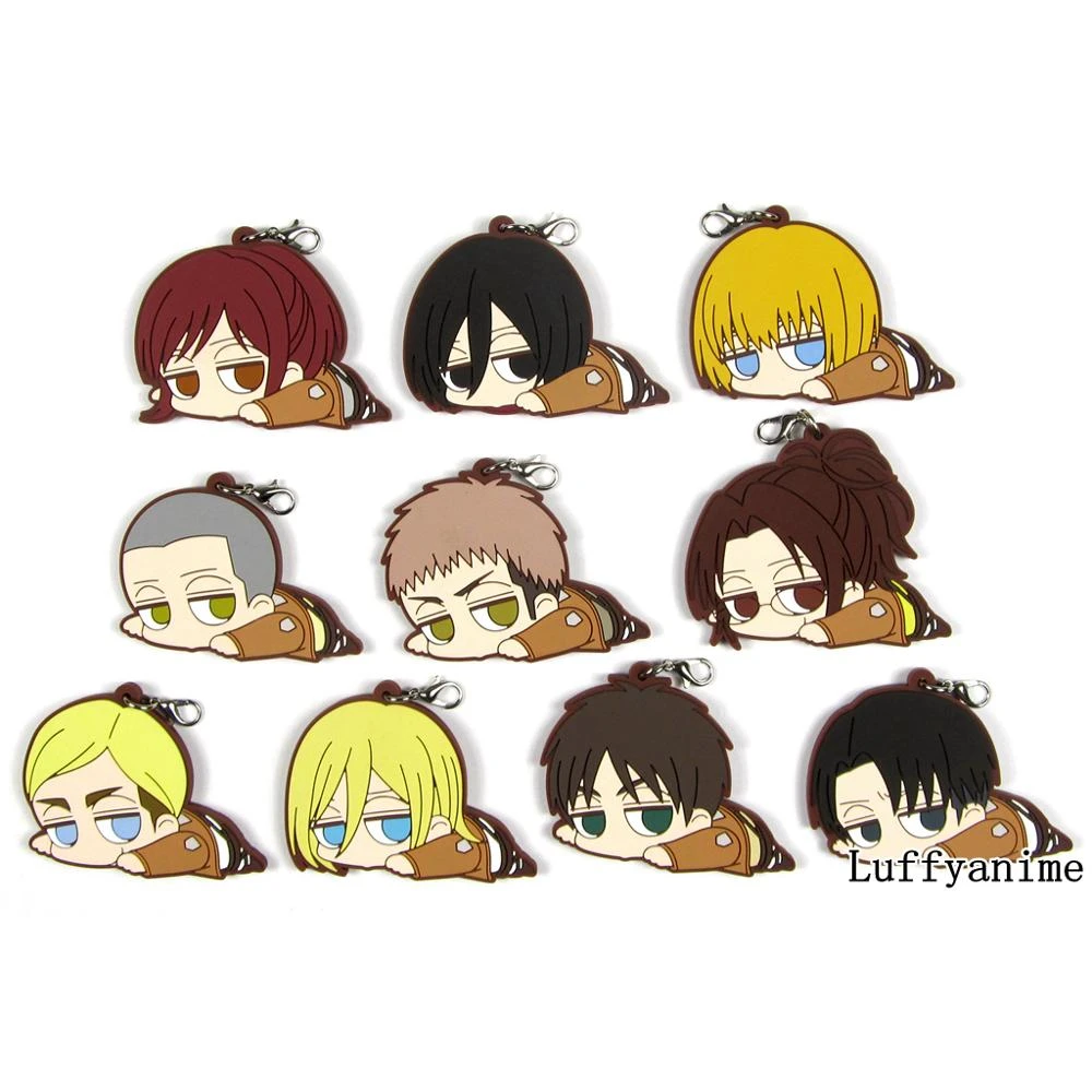 Attack On Titan Mascot Rubber Pendant Mikasa Ackerman Armin Arlart Jean Kirschtein Sasha Blouse Hange Zoe Phone Strap Keychain Action Figures Aliexpress