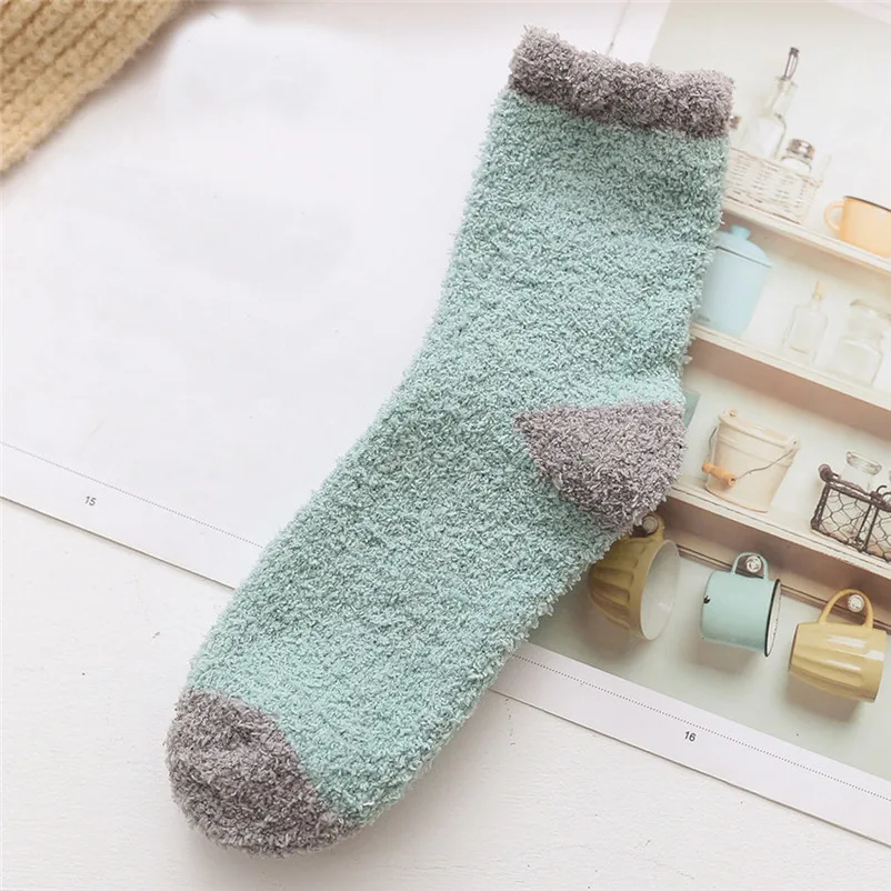 1Pair Fashion socks Women Cotton Socks Ladies Thicker Anti-slip Coral fleece Floor Socks Carpet Socks Colored Ankle Socks S25 (11)